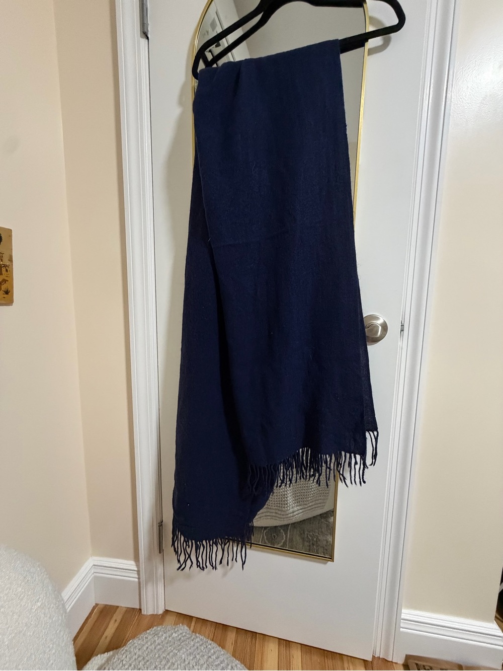 Navy Fringe Wrap Scarf